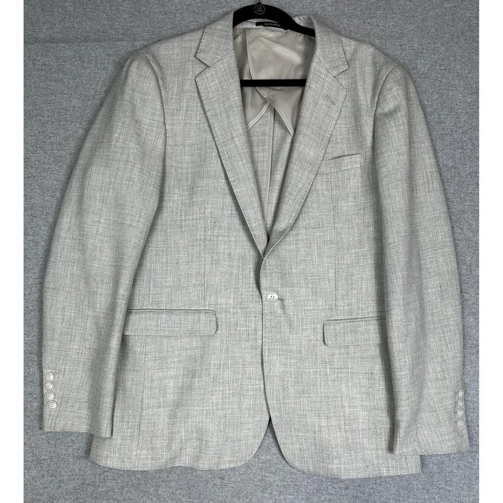 Kudoro Blazer Mens Small Gray One Button Lined Stretch Sport Coat Jacket Wedding